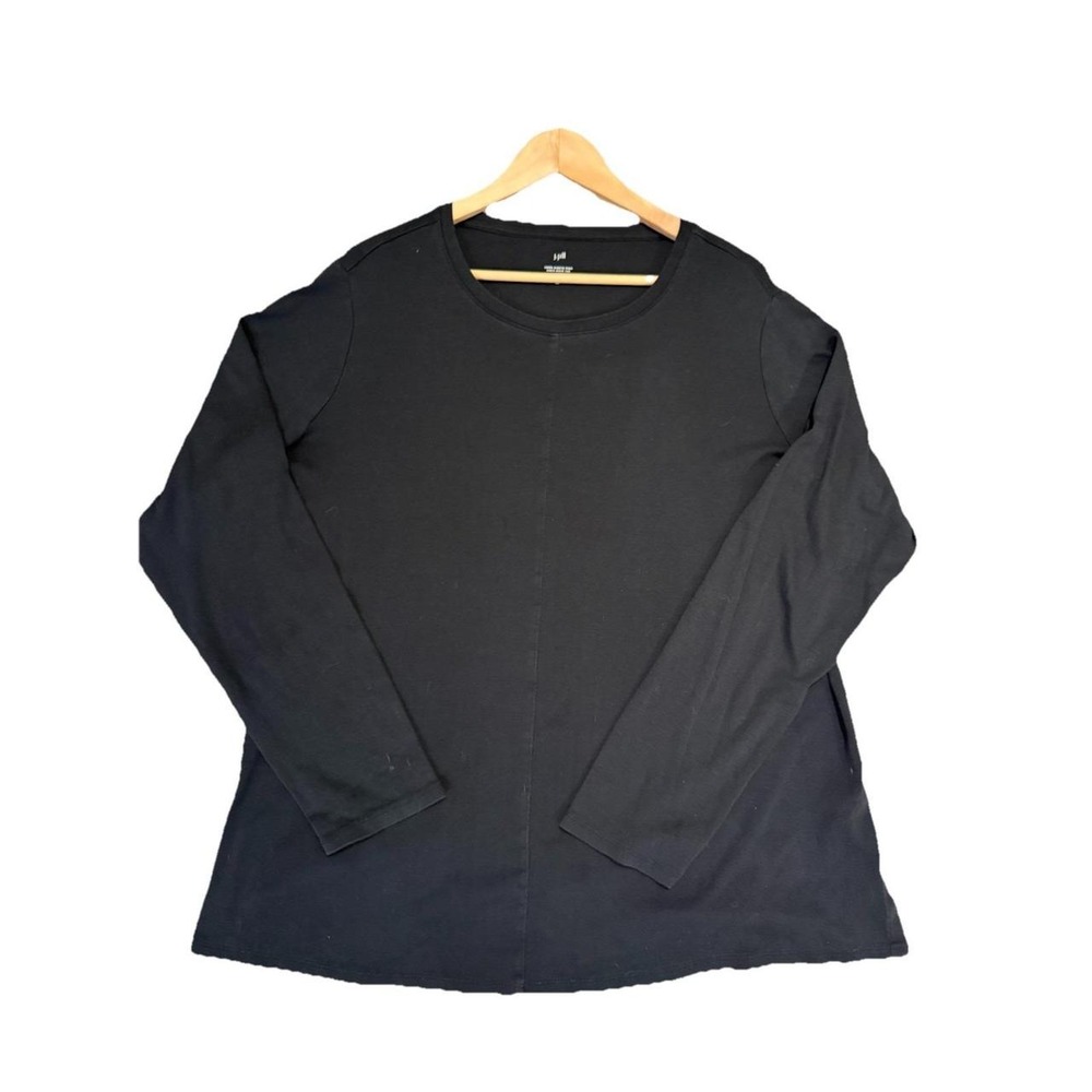 J Jill Pima Cotton Long Sleeved Tunic Tee, Black, XL TALL, basic